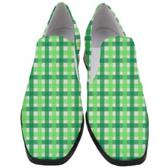 Sweet Pea Green Gingham Slip On Heel Loafers by WensdaiAmbrose