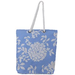 White Dahlias Full Print Rope Handle Tote (large) by WensdaiAmbrose