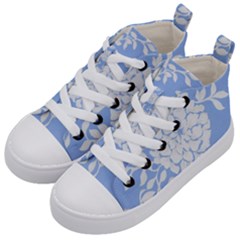 White Dahlias Kids  Mid-top Canvas Sneakers by WensdaiAmbrose