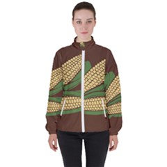 Sweet Corn Maize Vegetable High Neck Windbreaker (women) by Alisyart