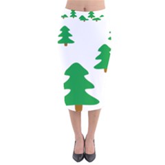 Christmas Tree Holidays Velvet Midi Pencil Skirt