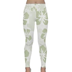 Hibiscus Green Pattern Plant Lightweight Velour Classic Yoga Leggings