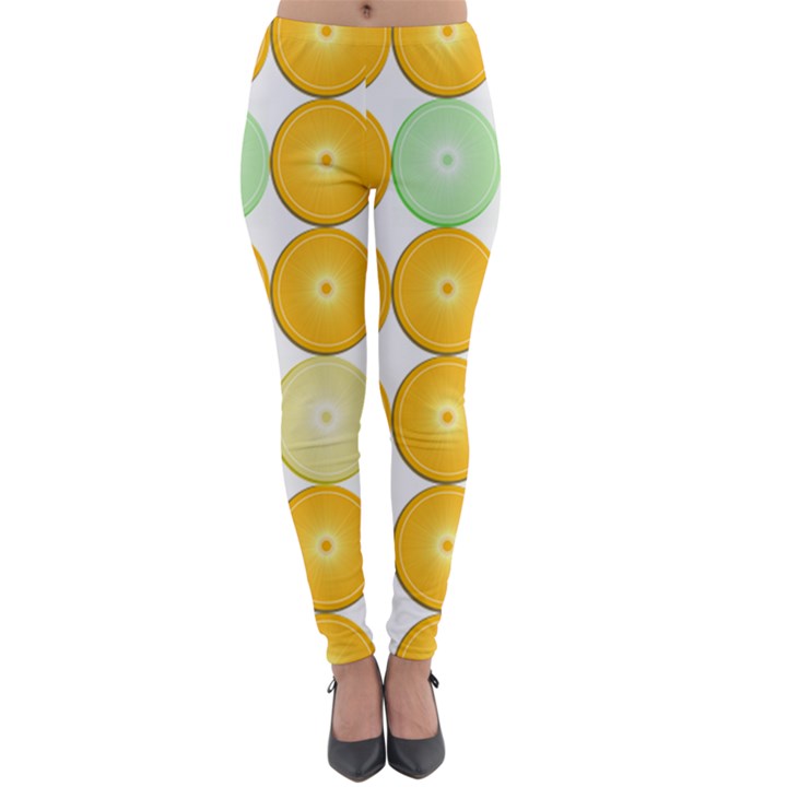 Citrus Fruit Orange Lemon Lime Lightweight Velour Leggings