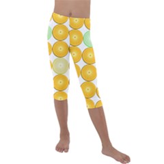 Citrus Fruit Orange Lemon Lime Kids  Lightweight Velour Capri Leggings  by Alisyart