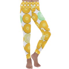 Citrus Fruit Orange Lemon Lime Kids  Lightweight Velour Classic Yoga Leggings by Alisyart