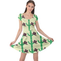 Cowboy Hat Cactus Cap Sleeve Dress