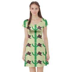 Cowboy Hat Cactus Short Sleeve Skater Dress by Alisyart