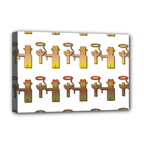 Cowboy Lasso Cactus Western Deluxe Canvas 18  X 12  (stretched)