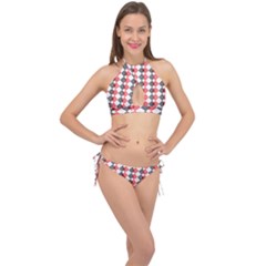 Backdrop Plaid Cross Front Halter Bikini Set by Alisyart