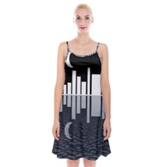 Cityscape City Waterfront Spaghetti Strap Velvet Dress