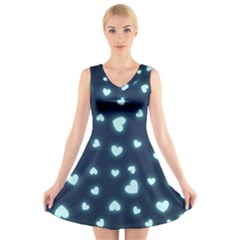Hearts Background Wallpaper Digital V-neck Sleeveless Dress