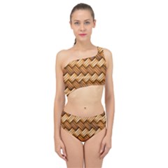 Basket Fibers Basket Texture Braid Spliced Up Two Piece Swimsuit