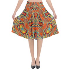 Kaleidoscope Background Mandala Flared Midi Skirt
