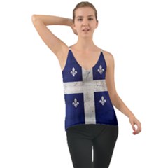 Flag Quebec Drapeau Grunge Fleur De Lys Blue And White Chiffon Cami by Quebec