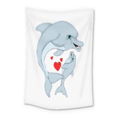 Dolphin Love Small Tapestry by retrotoomoderndesigns