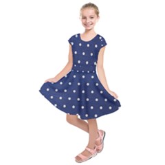 Navy Polka Dot Kids  Short Sleeve Dress by WensdaiAmbrose