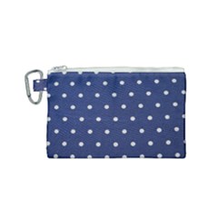 Navy Polka Dot Canvas Cosmetic Bag (small) by WensdaiAmbrose