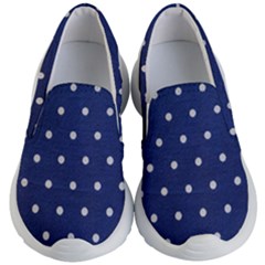 Navy Polka Dot Kids  Lightweight Slip Ons by WensdaiAmbrose