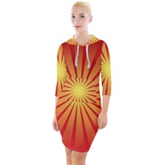 Sunburst Sun Quarter Sleeve Hood Bodycon Dress by Alisyart