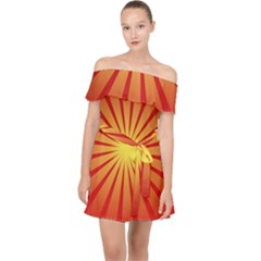 Sunburst Sun Off Shoulder Chiffon Dress