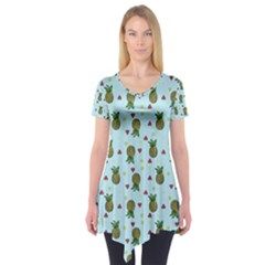 Pineapple Watermelon Fruit Lime Short Sleeve Tunic  by Mariart