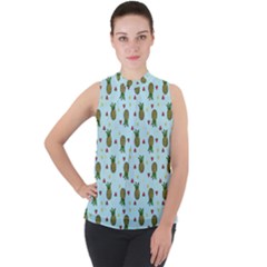 Pineapple Watermelon Fruit Lime Mock Neck Chiffon Sleeveless Top by Mariart