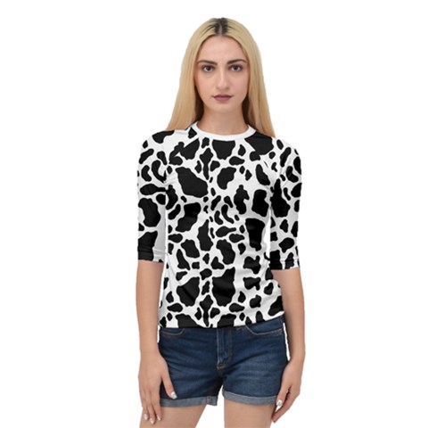 Black On White Cow Skin Quarter Sleeve Raglan Tee by LoolyElzayat