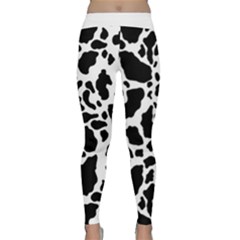 Black On White Cow Skin Classic Yoga Leggings by LoolyElzayat