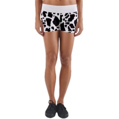Black On White Cow Skin Yoga Shorts by LoolyElzayat