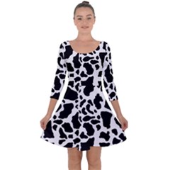 Black On White Cow Skin Quarter Sleeve Skater Dress by LoolyElzayat