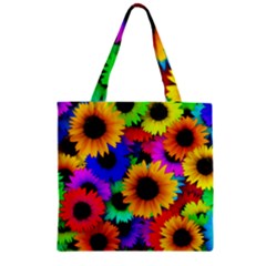 Sunflower Colorful Zipper Grocery Tote Bag