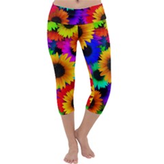 Sunflower Colorful Capri Yoga Leggings
