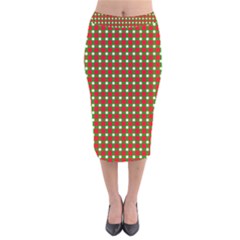 Lumberjack Plaid Buffalo Plaid Green Red Velvet Midi Pencil Skirt by Mariart