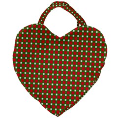 Lumberjack Plaid Buffalo Plaid Green Red Giant Heart Shaped Tote by Mariart