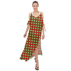 Lumberjack Plaid Buffalo Plaid Green Red Maxi Chiffon Cover Up Dress