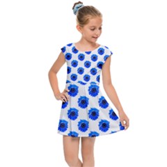 Sunflower Digital Paper Blue Kids  Cap Sleeve Dress