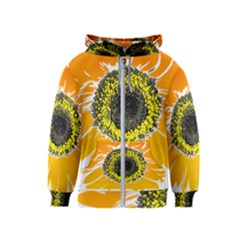 Sunflower Flower Yellow Orange Kids  Zipper Hoodie