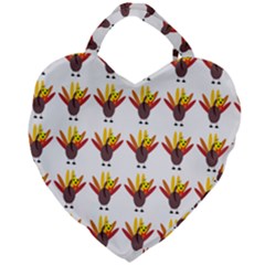 Turkey Thanksgiving Background Giant Heart Shaped Tote