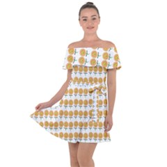 Sunflower Wrap Off Shoulder Velour Dress