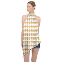 Sunflower Wrap Halter Asymmetric Satin Top