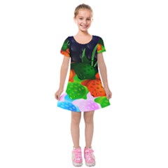 Pattern Fishes Escher Kids  Short Sleeve Velvet Dress