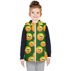 Seamless Orange Pattern Kids  Hooded Puffer Vest