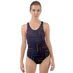 Lines Line Background Cut-out Back One Piece Swimsuit