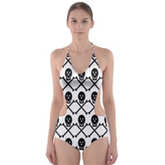 Skull Crossbones Pirate Backdrop Cut-out One Piece Swimsuit