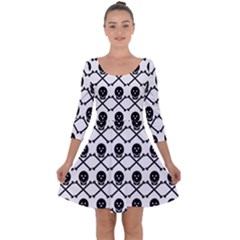 Skull Crossbones Pirate Backdrop Quarter Sleeve Skater Dress