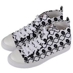 Skull Crossbones Pirate Backdrop Women s Mid-top Canvas Sneakers by Alisyart