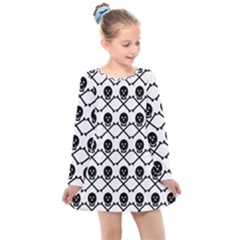 Skull Crossbones Pirate Backdrop Kids  Long Sleeve Dress