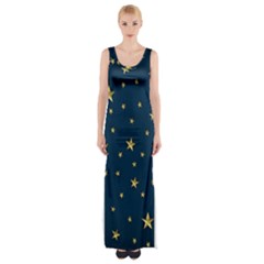 Stars Night Sky Background Space Maxi Thigh Split Dress by Alisyart