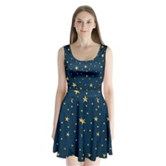 Stars Night Sky Background Space Split Back Mini Dress 