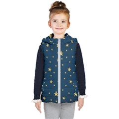 Stars Night Sky Background Space Kids  Hooded Puffer Vest
